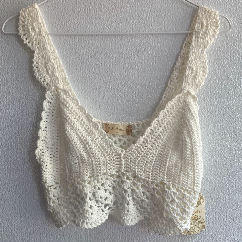 Altar’d State Crocheted Ivory M/L NWT Summer Top - Picture 2 of 8